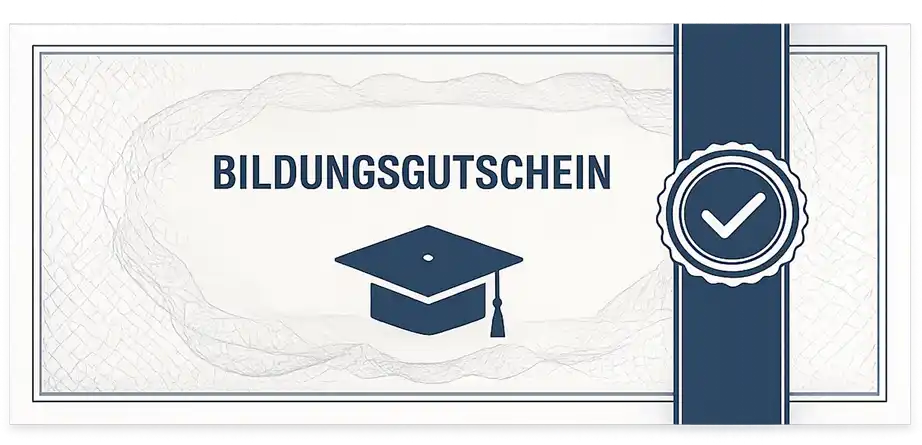 Symbolischer Bildungsgutschein zur möglichen Förderung einer 34a Sachkunde Weiterbildung im Sicherheitsdienst